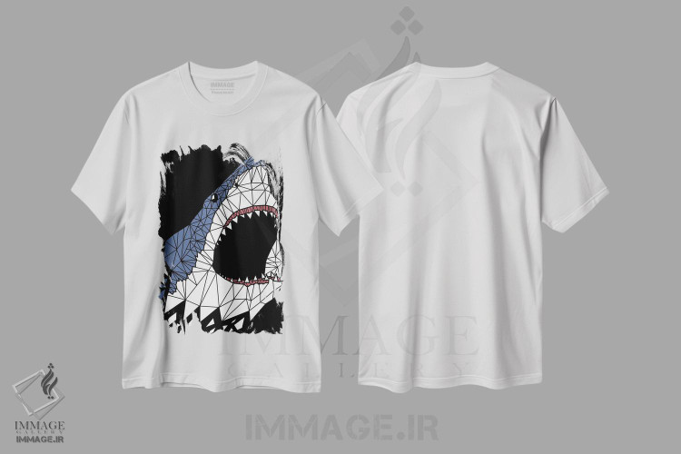 تیشرت طرح دار کوسه بزرگ هندسی، هنر دیجیتال اثر آلبرتو پرز | immage.ir
