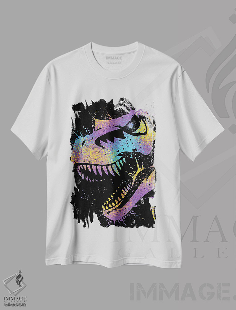تیشرت طرح دار رکس رنگارنگ، هنر دیجیتال اثر آلبرتو پرز | immage.ir