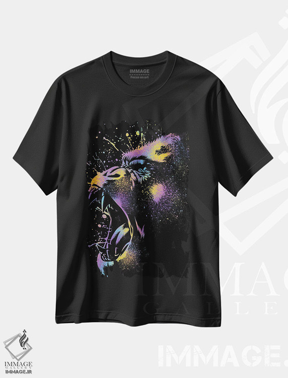 تیشرت طرح دار گوریل رنگارنگ، هنر دیجیتال اثر آلبرتو پرز | فروشگاه ایماژ