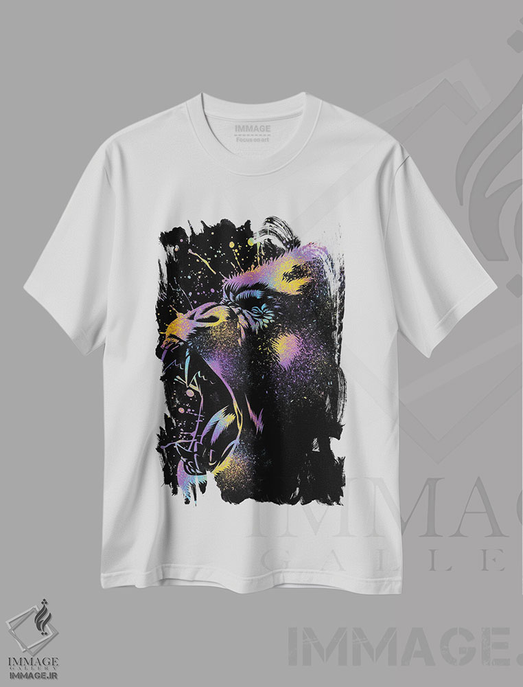 تیشرت طرح دار گوریل رنگارنگ، هنر دیجیتال اثر آلبرتو پرز | immage.ir