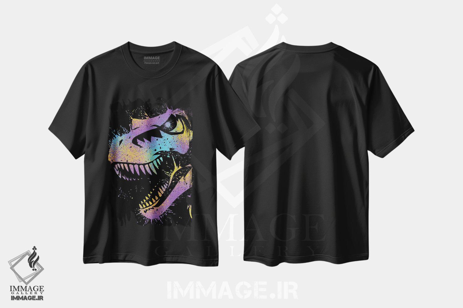 تیشرت طرح دار رکس رنگارنگ، هنر دیجیتال اثر آلبرتو پرز | فروشگاه ایماژ