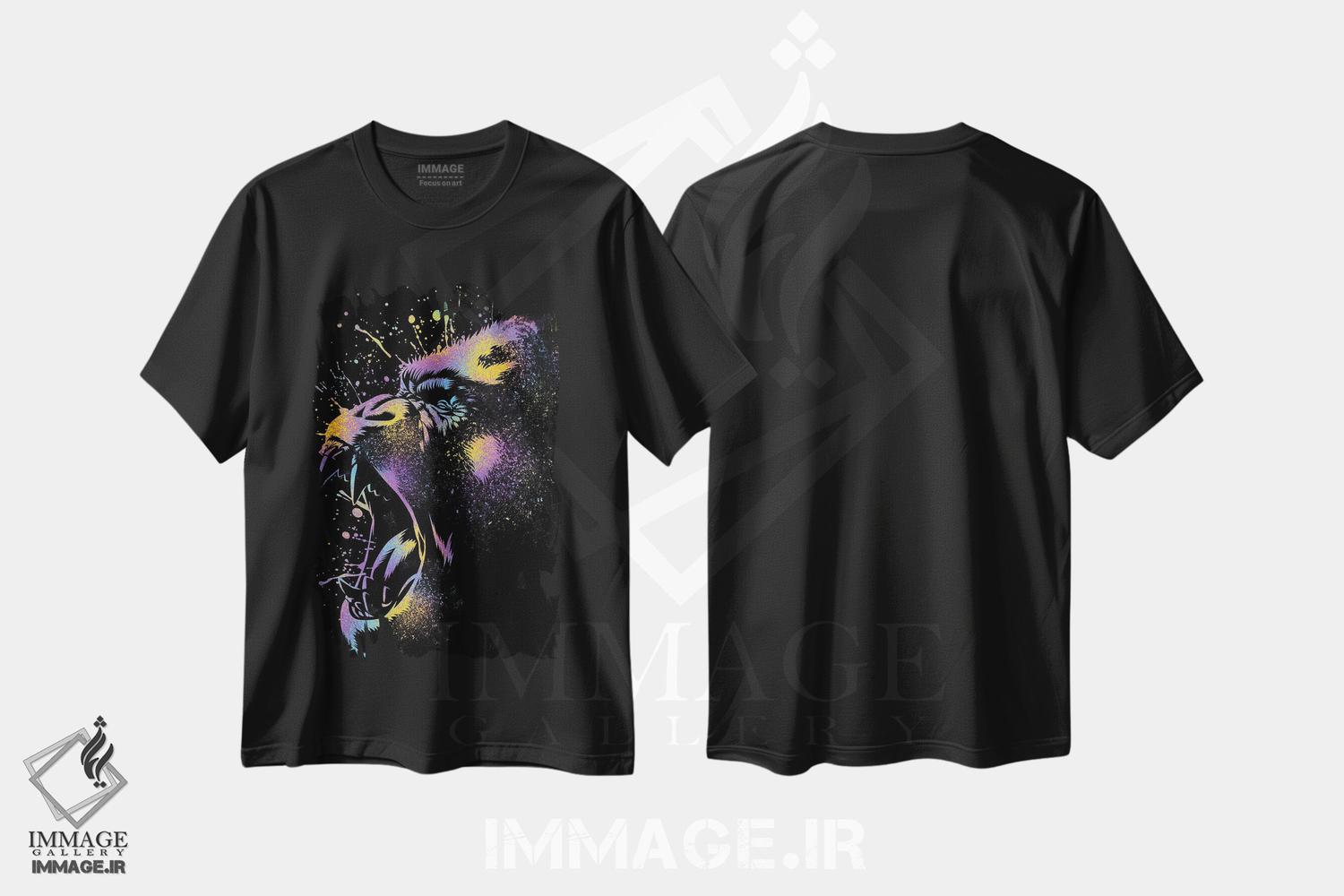 تیشرت طرح دار گوریل رنگارنگ، هنر دیجیتال اثر آلبرتو پرز | فروشگاه ایماژ