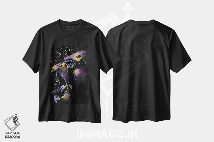 تیشرت طرح دار گوریل رنگارنگ، هنر دیجیتال اثر آلبرتو پرز | فروشگاه ایماژ