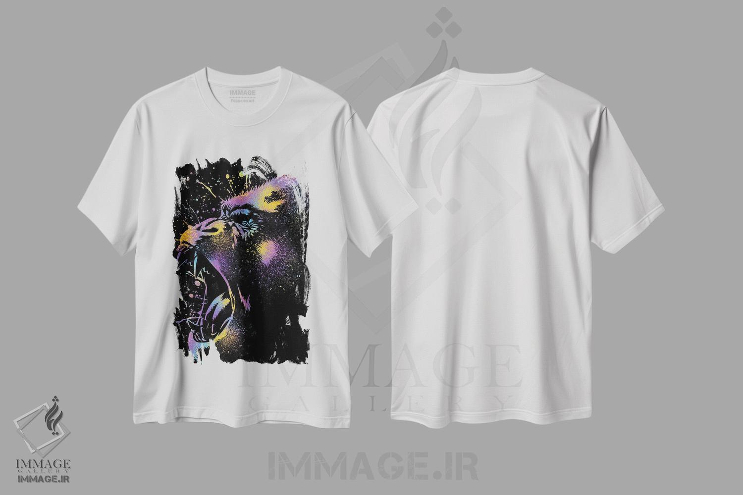 تیشرت طرح دار گوریل رنگارنگ، هنر دیجیتال اثر آلبرتو پرز | immage.ir