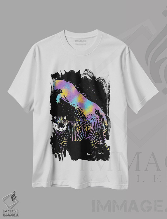 تیشرت طرح دار ببر جوهری رنگارنگ، هنر دیجیتال اثر آلبرتو پرز | immage.ir