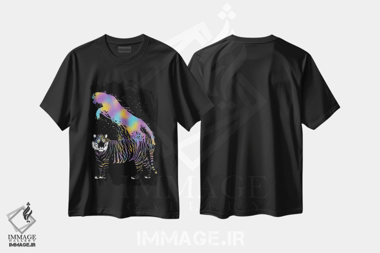 تیشرت طرح دار ببر جوهری رنگارنگ، هنر دیجیتال اثر آلبرتو پرز | فروشگاه ایماژ