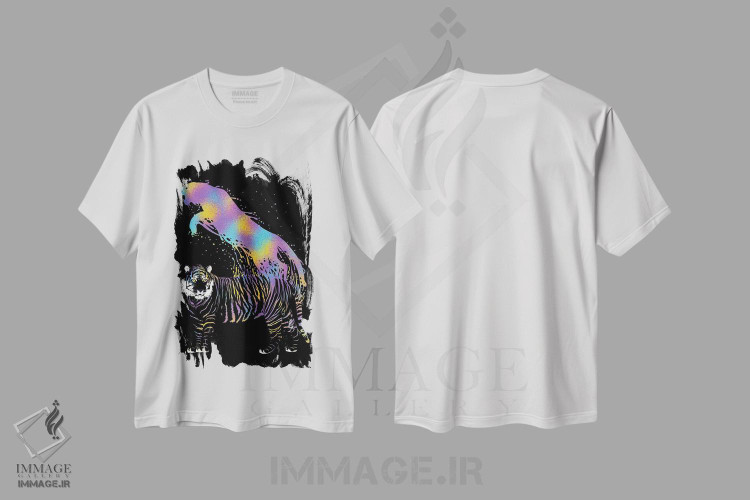 تیشرت طرح دار ببر جوهری رنگارنگ، هنر دیجیتال اثر آلبرتو پرز | immage.ir