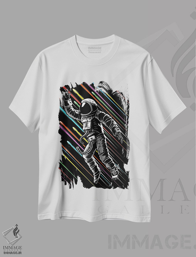 تیشرت طرح دار فضانورد با خطوط سرعت، هنر دیجیتال اثر آلبرتو پرز | immage.ir