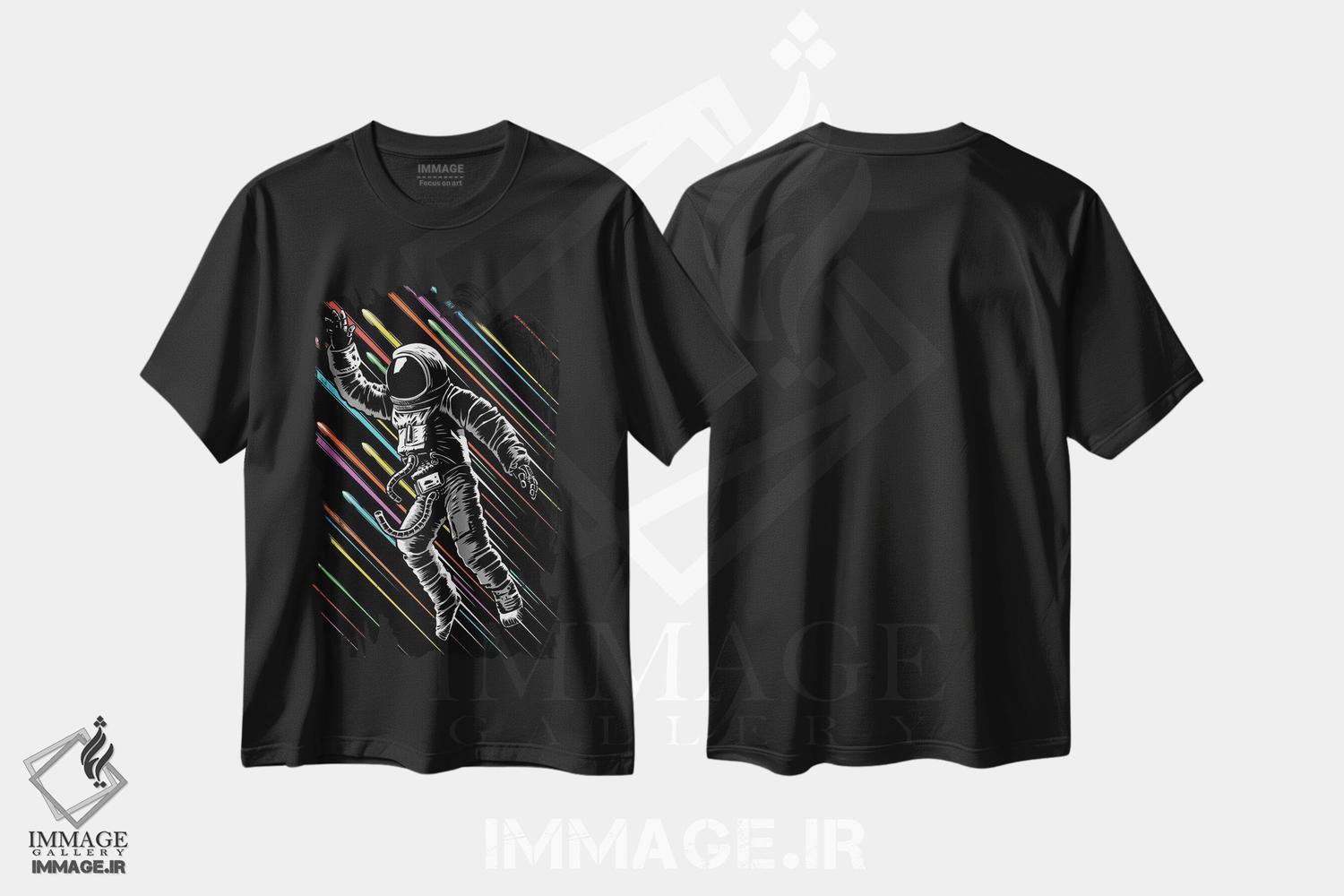 تیشرت طرح دار فضانورد با خطوط سرعت، هنر دیجیتال اثر آلبرتو پرز | فروشگاه ایماژ