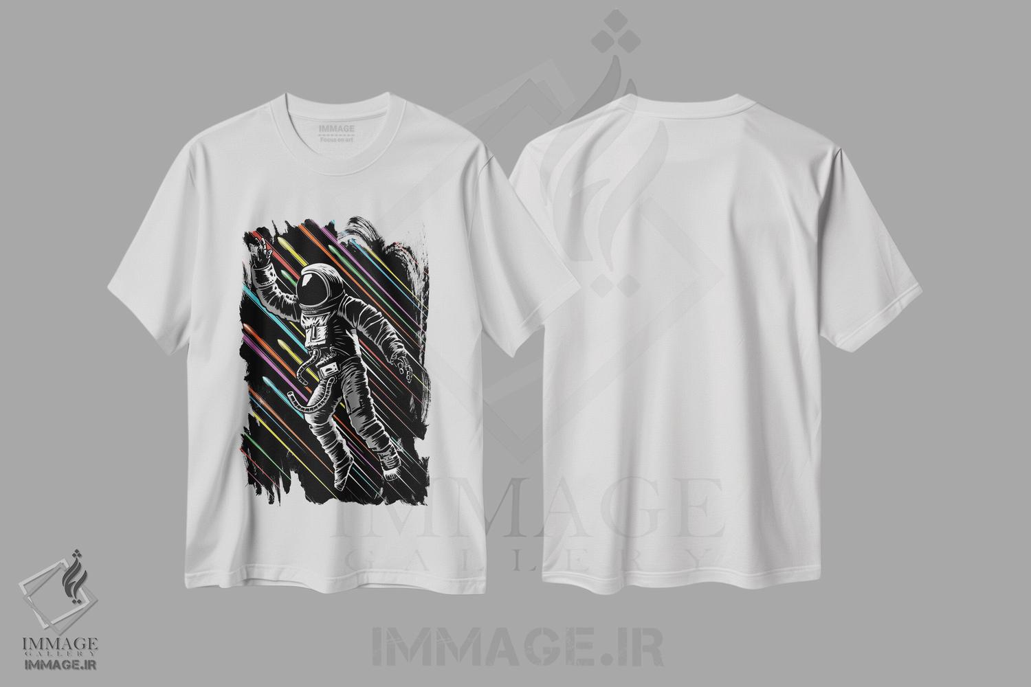 تیشرت طرح دار فضانورد با خطوط سرعت، هنر دیجیتال اثر آلبرتو پرز | immage.ir