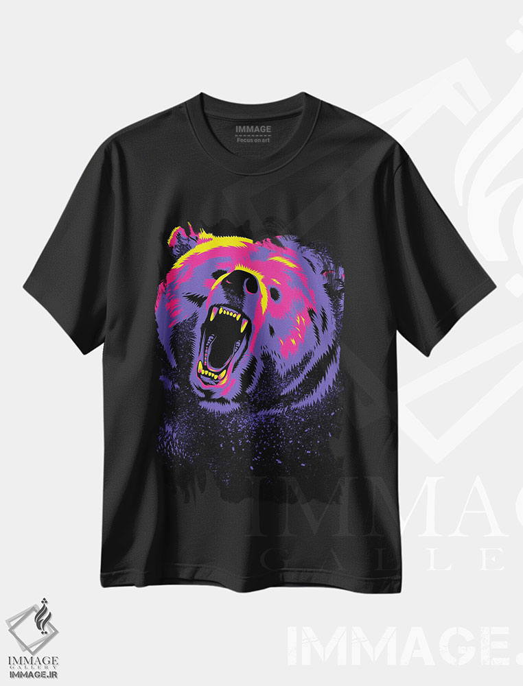 تیشرت طرح دار خرس گریزلی بنفش، هنر دیجیتال اثر آلبرتو پرز | فروشگاه ایماژ