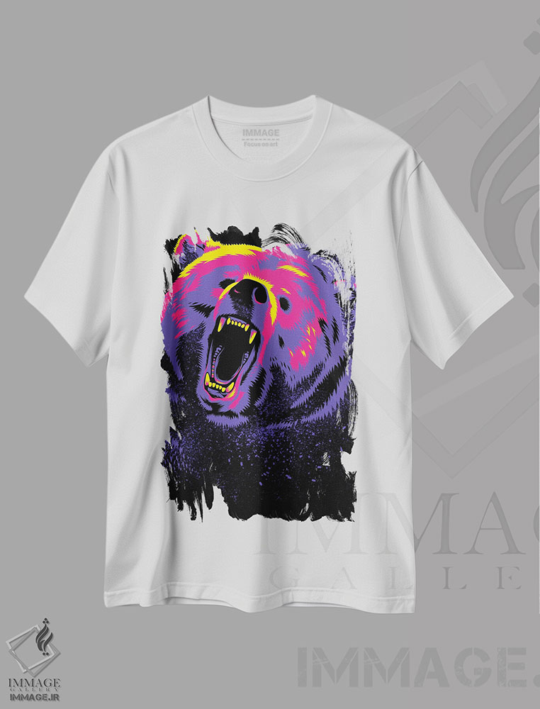 تیشرت طرح دار خرس گریزلی بنفش، هنر دیجیتال اثر آلبرتو پرز | immage.ir