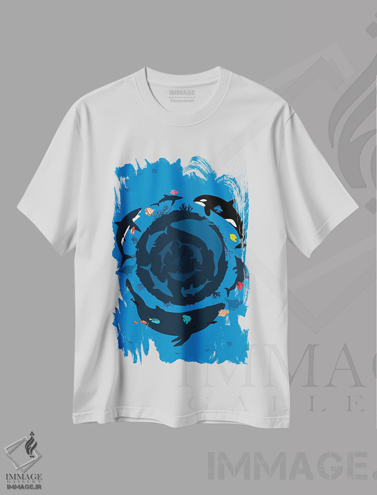 تیشرت طرح دار تابستان اقیانوس دایره ای، هنر دیجیتال اثر آلبرتو پرز | immage.ir