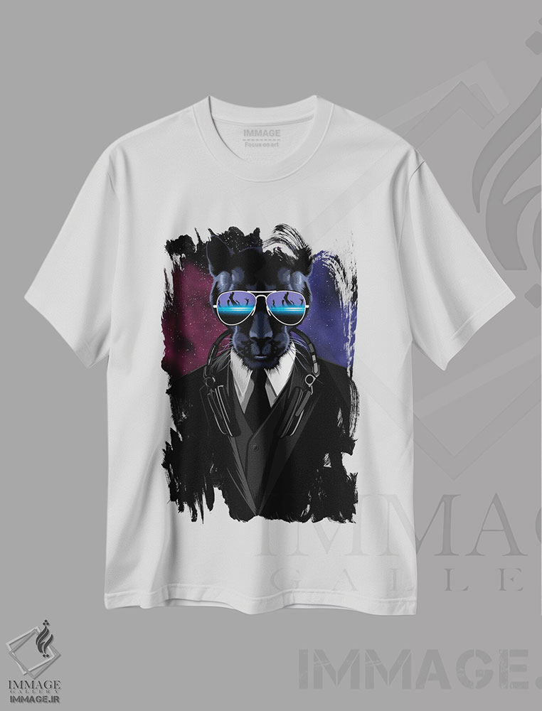 تیشرت طرح دار پلنگ تکنو، هنر دیجیتال اثر آلبرتو پرز | immage.ir