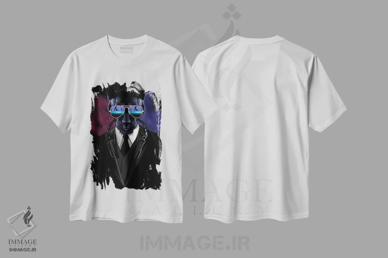 تیشرت طرح دار پلنگ تکنو، هنر دیجیتال اثر آلبرتو پرز | immage.ir