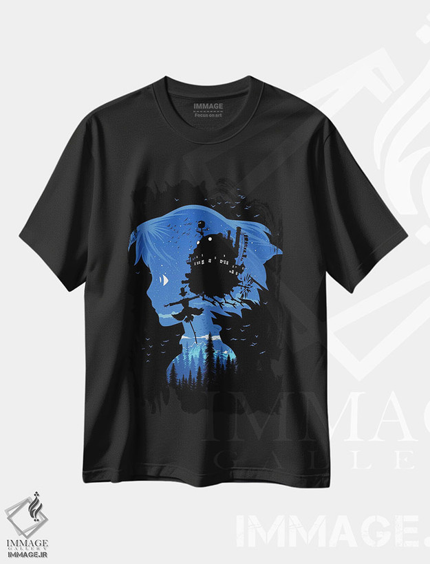 تیشرت طرح دار شب قلعه، انیمه اثر آلبرتو پرز | فروشگاه ایماژ