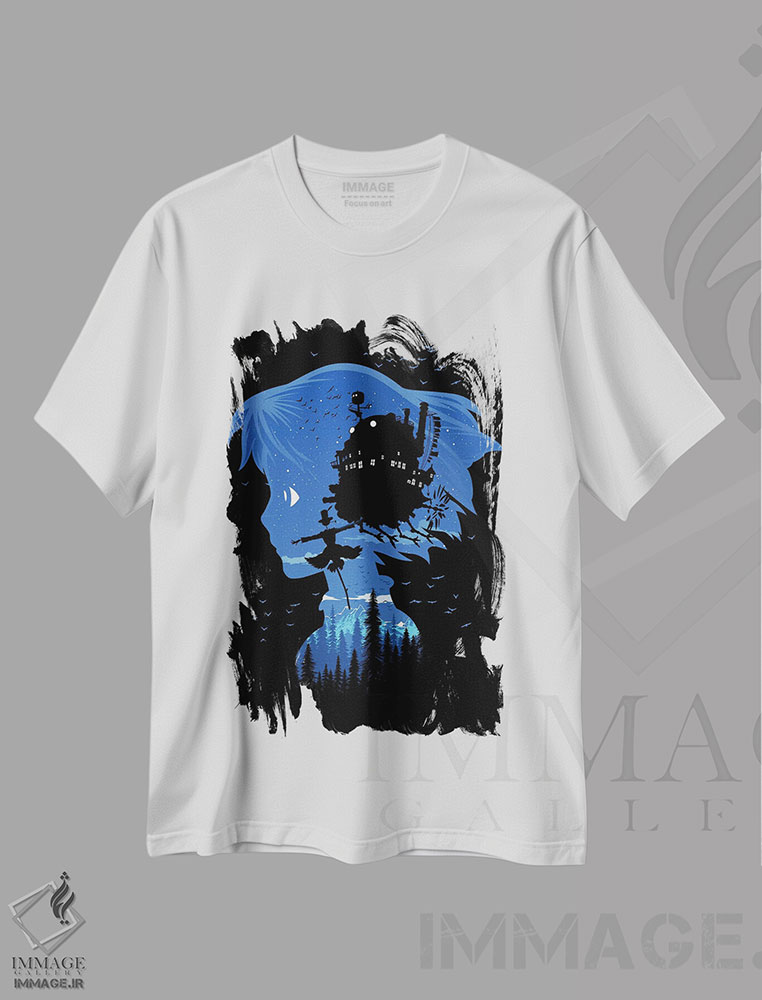 تیشرت طرح دار شب قلعه، انیمه اثر آلبرتو پرز | immage.ir