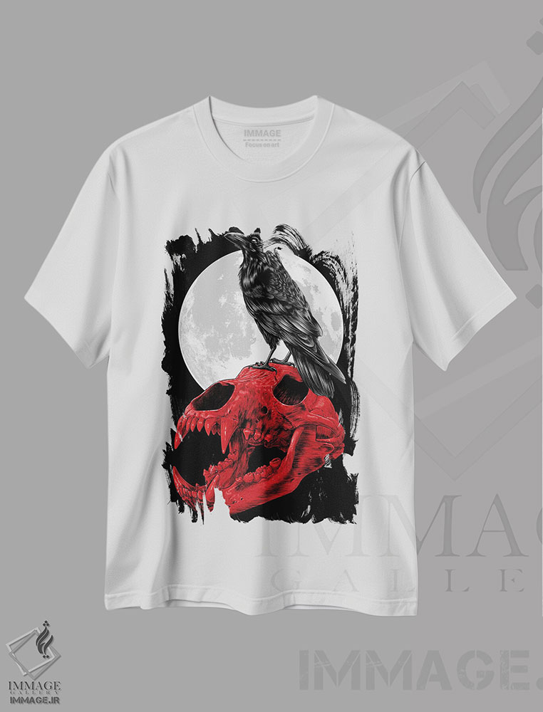 تیشرت طرح دار جمجمه زاغ خونین، هنر دیجیتال اثر آلبرتو پرز | immage.ir