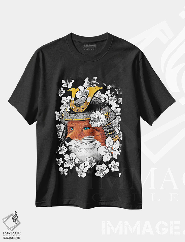تیشرت طرح دار روباه سامورایی، هنر دیجیتال اثر آلبرتو پرز | فروشگاه ایماژ