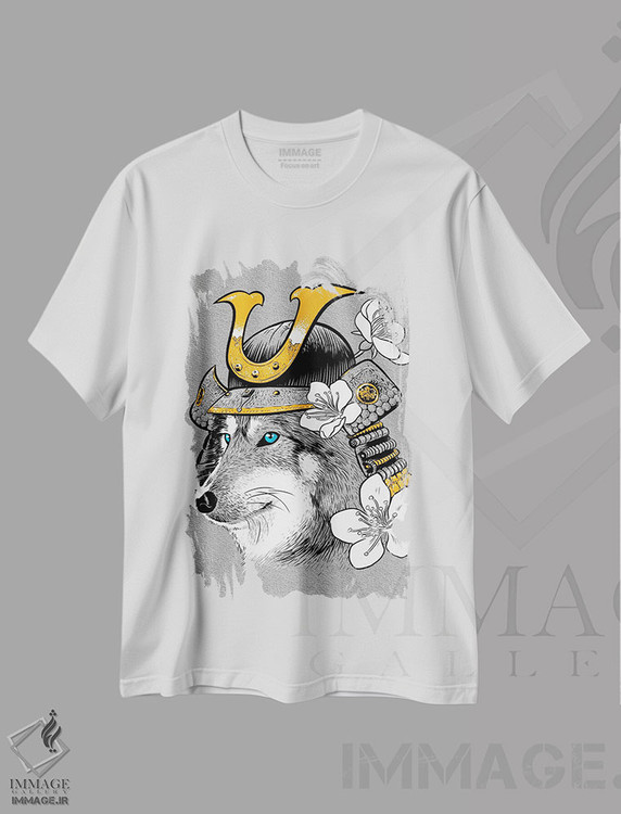 تیشرت طرح دار گرگ سامورایی، هنر دیجیتال اثر آلبرتو پرز | immage.ir
