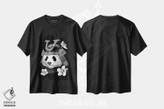 تیشرت طرح دار پاندای سامورایی، هنر دیجیتال سیاه و سفید اثر آلبرتو پرز | فروشگاه ایماژ