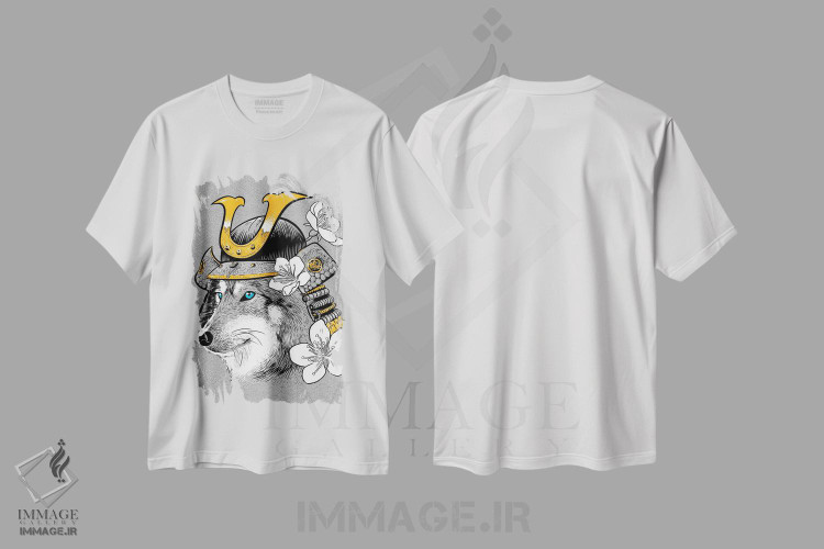 تیشرت طرح دار گرگ سامورایی، هنر دیجیتال اثر آلبرتو پرز | immage.ir