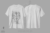 تیشرت طرح دار طرح ببر، هنر دیجیتال سیاه و سفید اثر آلبرتو پرز | immage.ir