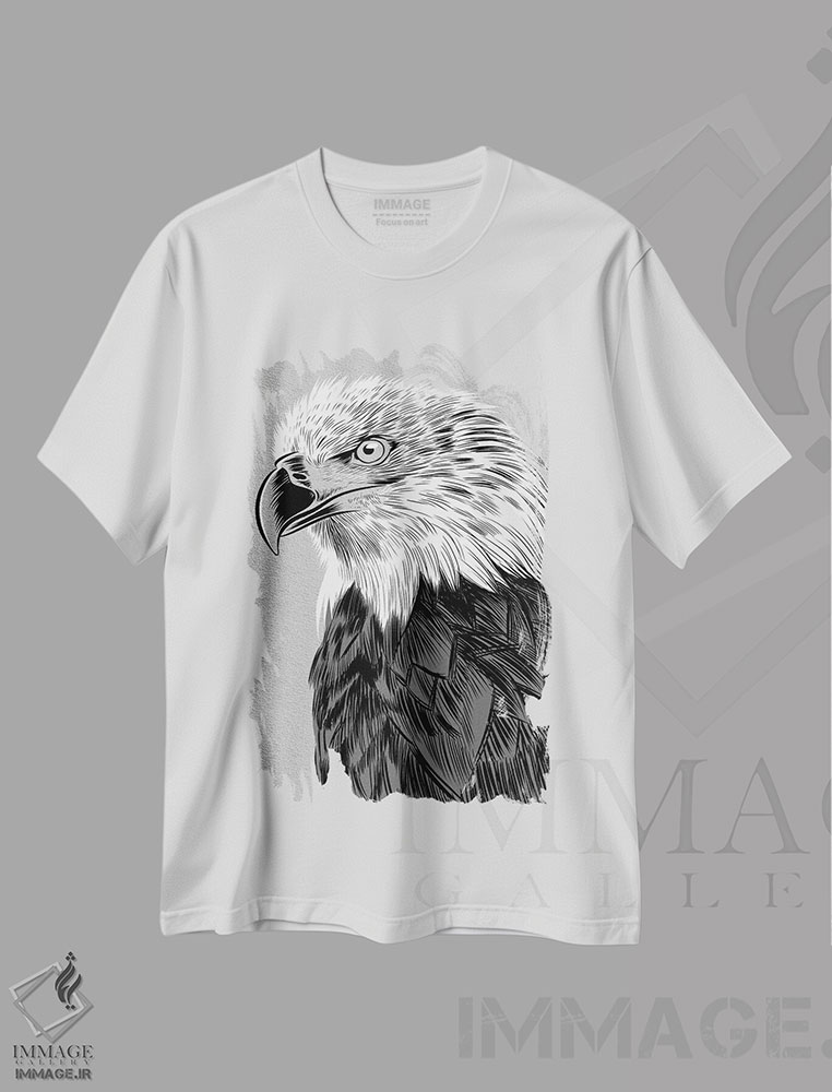 تیشرت طرح دار طرح عقاب، هنر دیجیتال سیاه و سفید اثر آلبرتو پرز | immage.ir