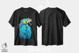 تیشرت طرح دار طوطی آبی، هنر دیجیتال اثر آلبرتو پرز | فروشگاه ایماژ