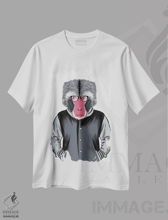 تیشرت طرح دار مدرسه میمون ها، هنر دیجیتال سیاه و سفید اثر آلبرتو پرز | immage.ir
