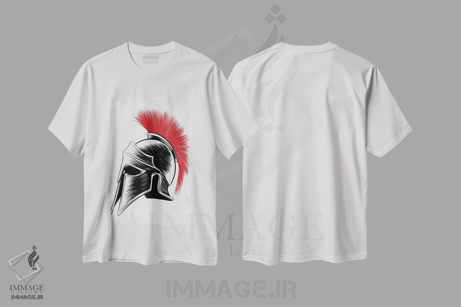 تیشرت طرح دار کلاه خود اسپارتان، هنر دیجیتال اثر آلبرتو پرز | immage.ir