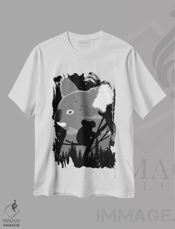 تیشرت طرح دار کوالا استرالیا، هنر دیجیتال سیاه و سفید اثر آلبرتو پرز | immage.ir