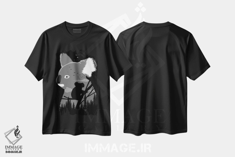 تیشرت طرح دار کوالا استرالیا، هنر دیجیتال سیاه و سفید اثر آلبرتو پرز | فروشگاه ایماژ