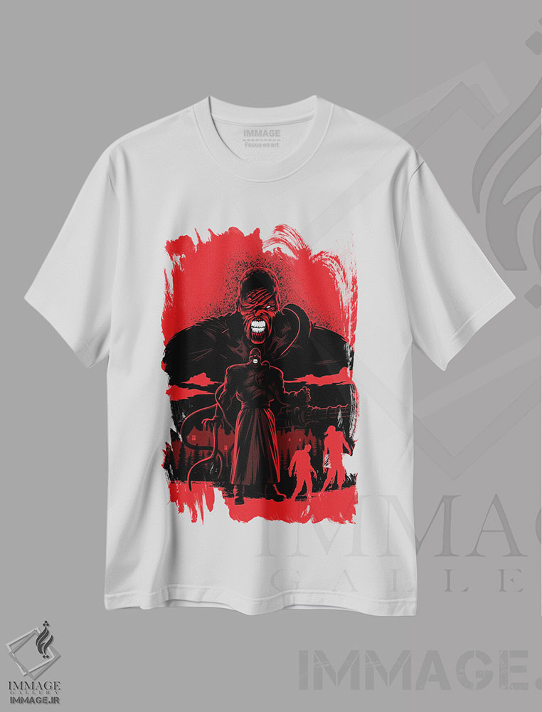 تیشرت طرح دار نمسیس زامبی، هنر دیجیتال اثر آلبرتو پرز | immage.ir
