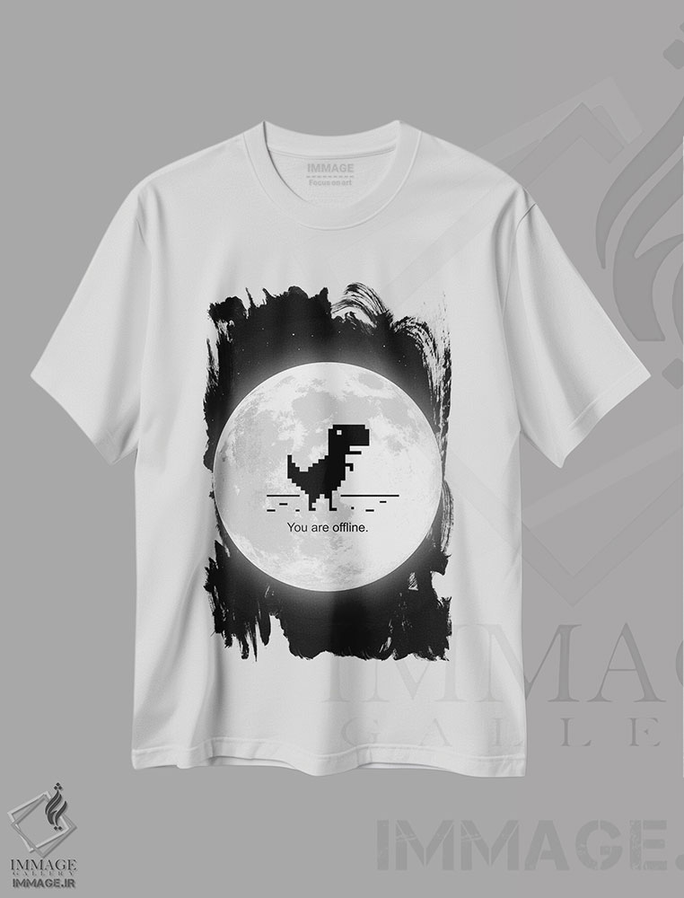 تیشرت طرح دار شما آفلاین هستید، هنر دیجیتال سیاه و سفید اثر آلبرتو پرز | immage.ir