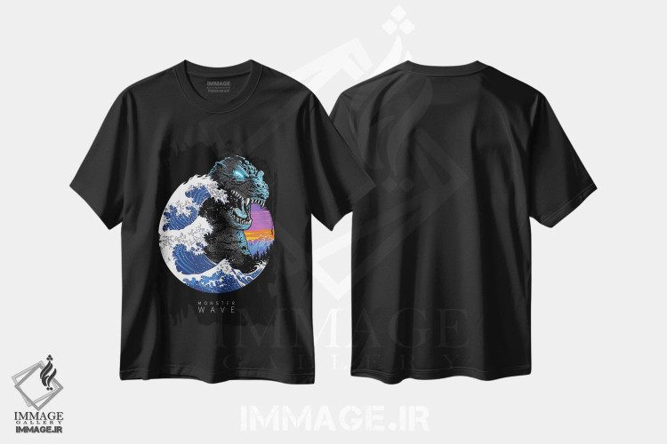 تیشرت طرح دار موج هیولای خداگونه، هنر دیجیتال اثر آلبرتو پرز | فروشگاه ایماژ