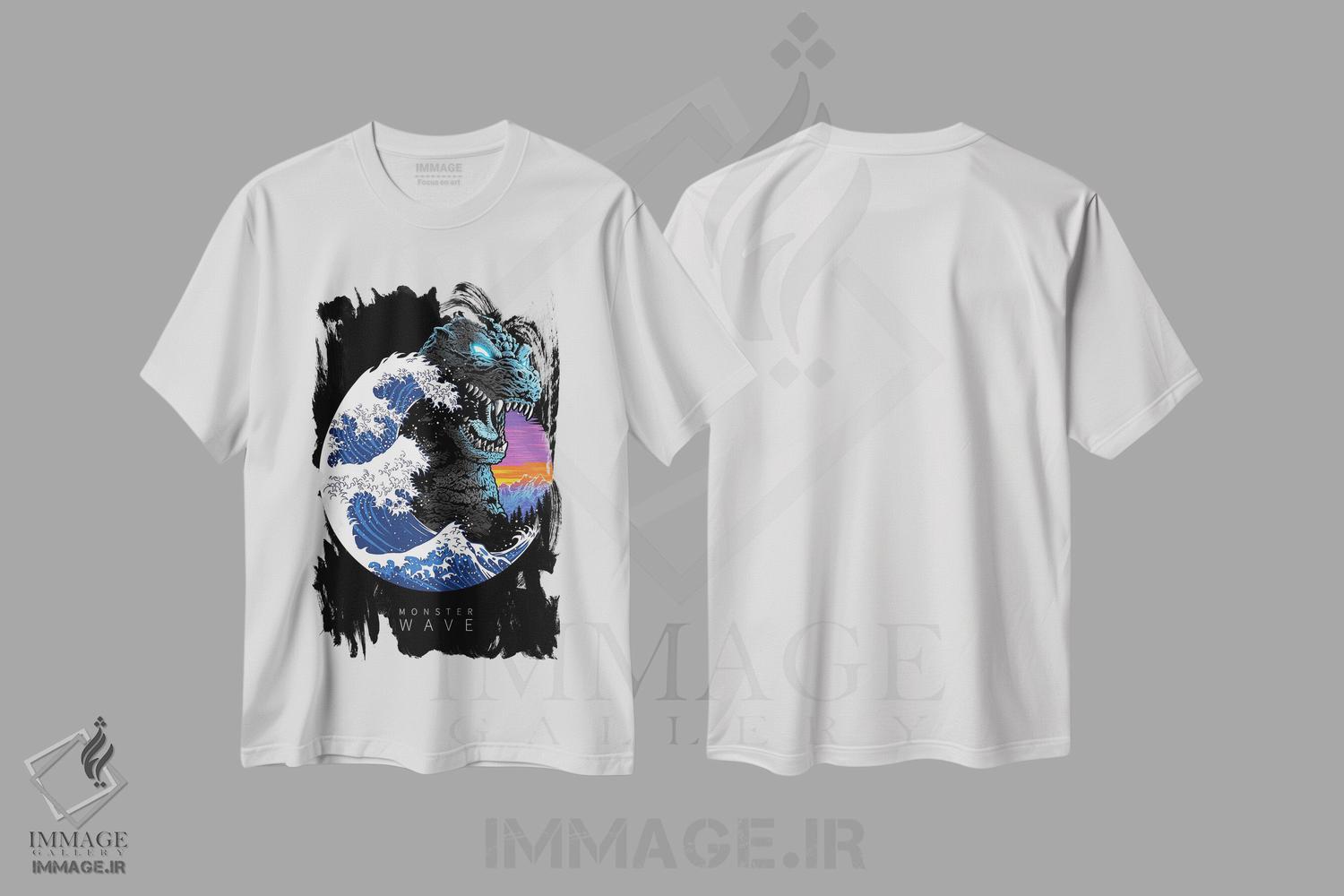 تیشرت طرح دار موج هیولای خداگونه، هنر دیجیتال اثر آلبرتو پرز | immage.ir