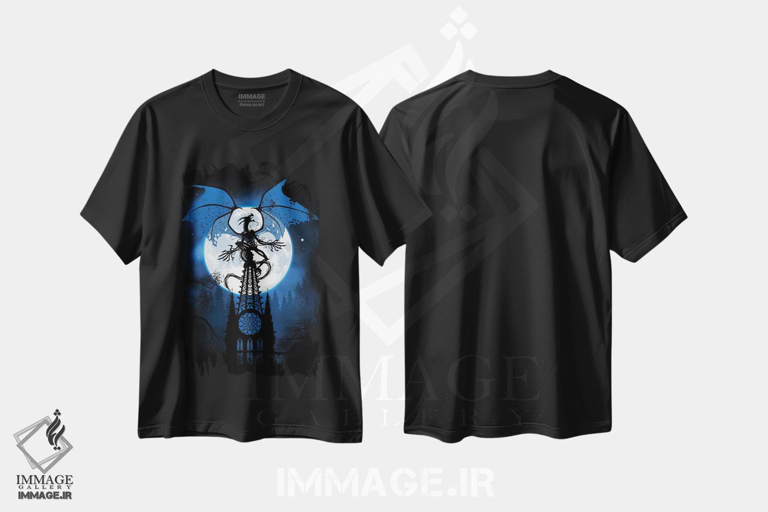 تیشرت طرح دار اژدهای ماه کلیسا، هنر دیجیتال اثر آلبرتو پرز | فروشگاه ایماژ