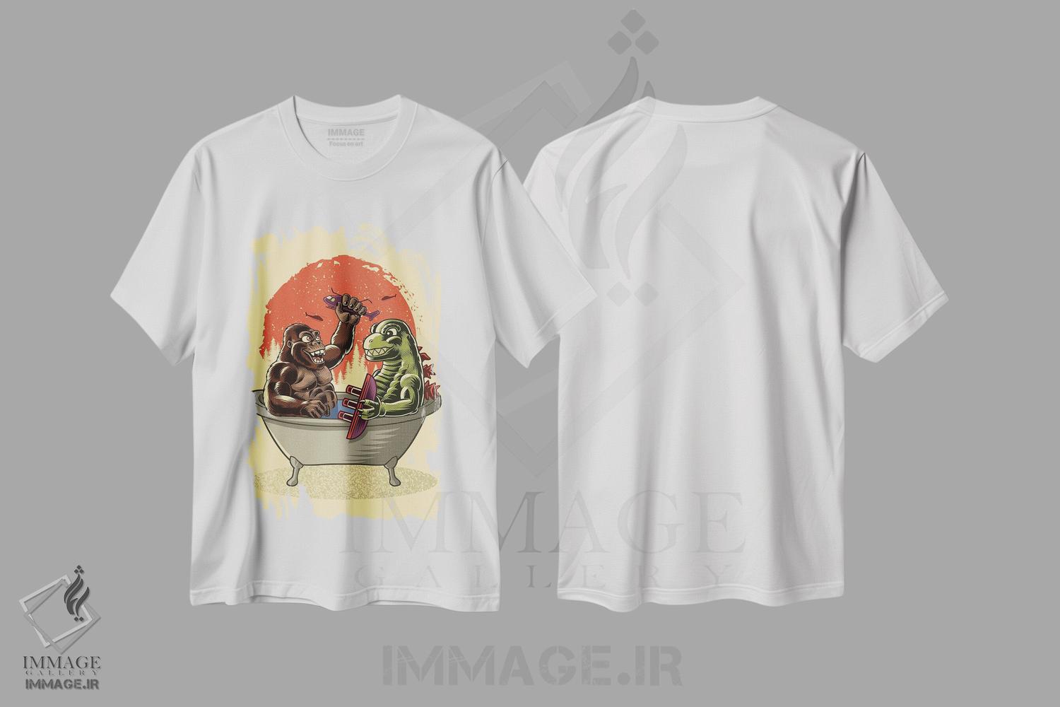 تیشرت طرح دار نبرد در وان حمام، هنر دیجیتال اثر آلبرتو پرز | immage.ir