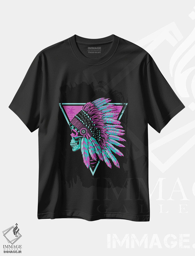 تیشرت طرح دار جمجمهٔ سرخپوستی قدیمی، تزئینی اثر آلبرتو پرز | فروشگاه ایماژ