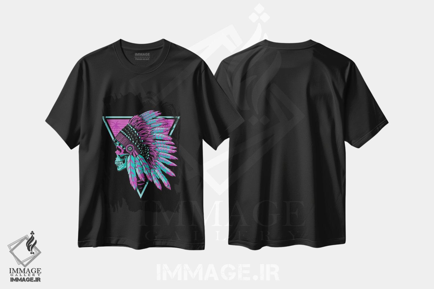 تیشرت طرح دار جمجمهٔ سرخپوستی قدیمی، تزئینی اثر آلبرتو پرز | فروشگاه ایماژ