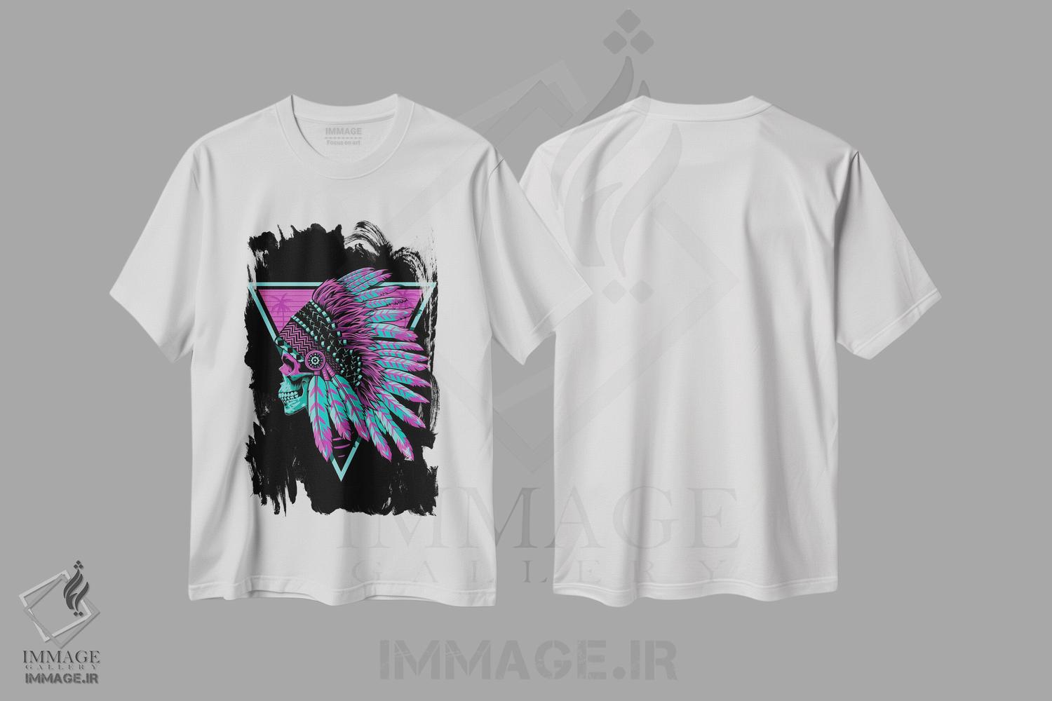 تیشرت طرح دار جمجمهٔ سرخپوستی قدیمی، تزئینی اثر آلبرتو پرز | immage.ir