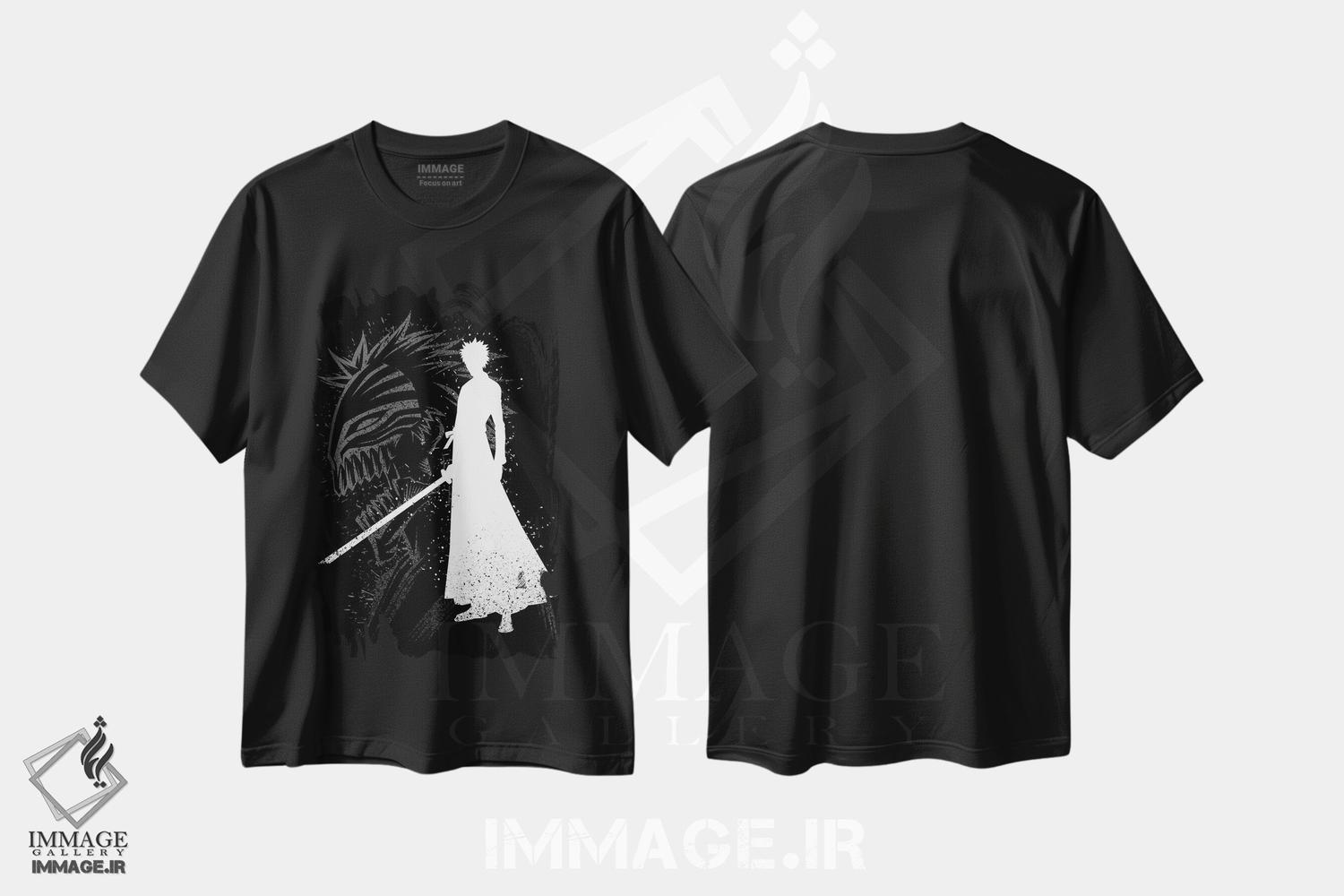 تیشرت طرح دار نقاب کاتانا با طراحی جوهری، انیمه اثر آلبرتو پرز | فروشگاه ایماژ