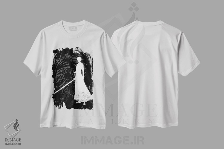 تیشرت طرح دار نقاب کاتانا با طراحی جوهری، انیمه اثر آلبرتو پرز | immage.ir