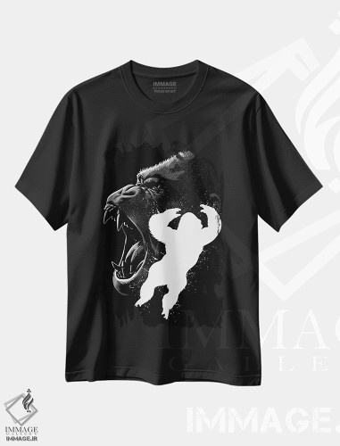 تیشرت طرح دار کونگ جوهری، هنر دیجیتال سیاه و سفید اثر آلبرتو پرز | فروشگاه ایماژ