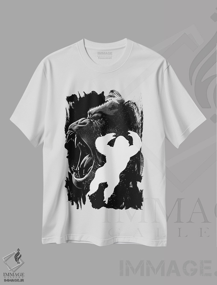تیشرت طرح دار کونگ جوهری، هنر دیجیتال سیاه و سفید اثر آلبرتو پرز | immage.ir