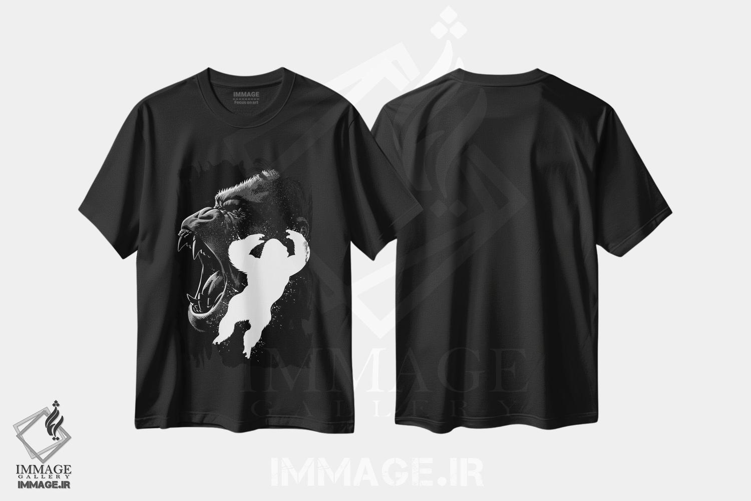 تیشرت طرح دار کونگ جوهری، هنر دیجیتال سیاه و سفید اثر آلبرتو پرز | فروشگاه ایماژ