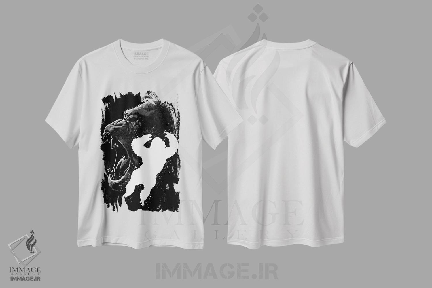 تیشرت طرح دار کونگ جوهری، هنر دیجیتال سیاه و سفید اثر آلبرتو پرز | immage.ir