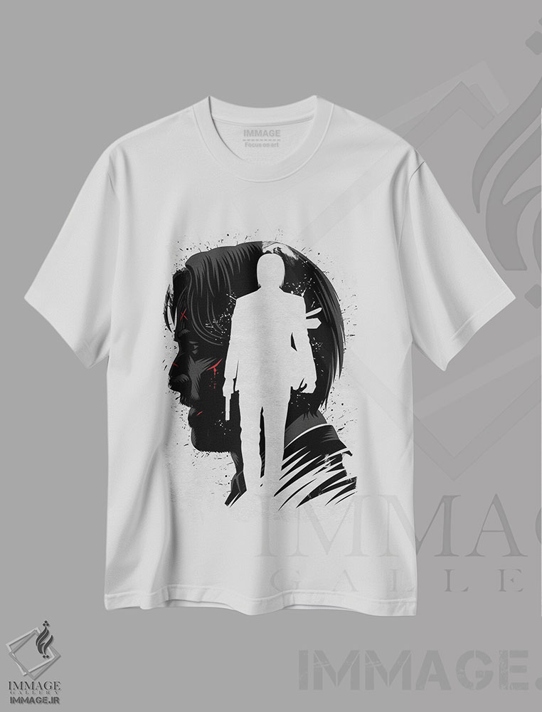 تیشرت طرح دار ویک جوهری، هنر دیجیتال سیاه و سفید اثر آلبرتو پرز | immage.ir