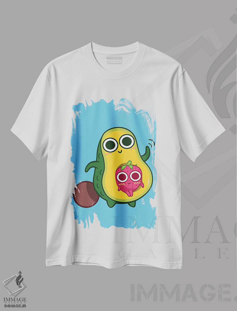 تیشرت طرح دار آووکادو و توت فرنگی، هنر دیجیتال اثر آلبرتو پرز | immage.ir